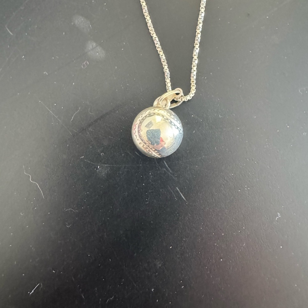Silver Baseball Necklace